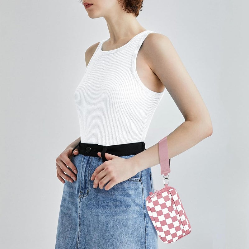 NEWROGENG Checkered WristleWallets for Women, RFID Wallet Crossbody with 4 Zippers, Credit Card Holder Cell Phone Organizer - Image 2